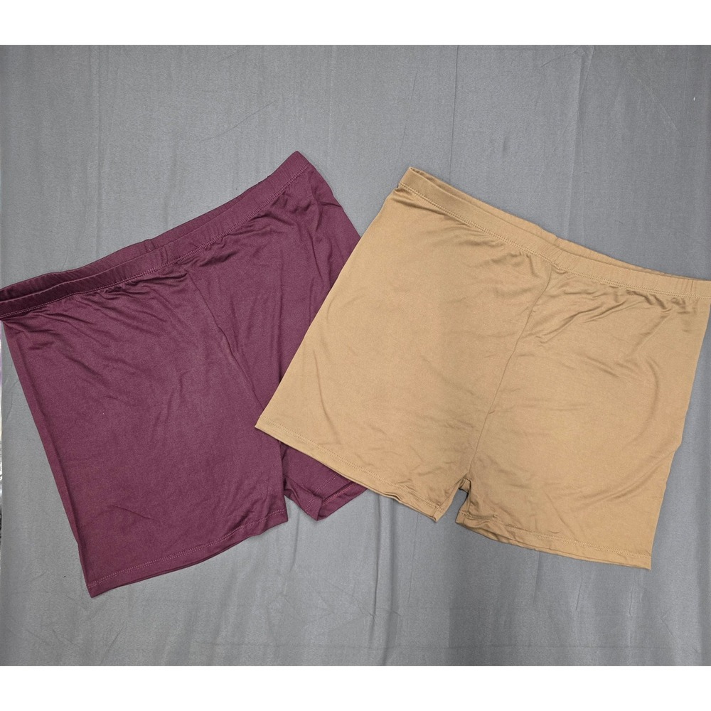 Lot of 2 Womens Shorts Burgundy Tan Waisted Soft Shorts 2x fits like 1x - Picture 1 of 1